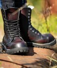 Steel Stiefel 10 Loch Burgunder Rub Off