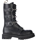 Steel Stiefel 15 Loch Schwarz Mit 4 Schnallen Pyramid 