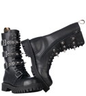 Steel Stiefel 15 Loch Schwarz Mit 4 Schnallen Pyramid 