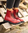 Steel Stiefel 8 Loch Rot