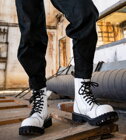 Steel Stiefel 8 Loch Weiß
