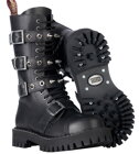 Steel Stiefel 15 Loch Schwarz Mit 4 Schnallen Pyramid 