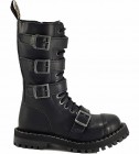 Steel Stiefel 15 Loch Schwarz Mit 4 Schnallen 