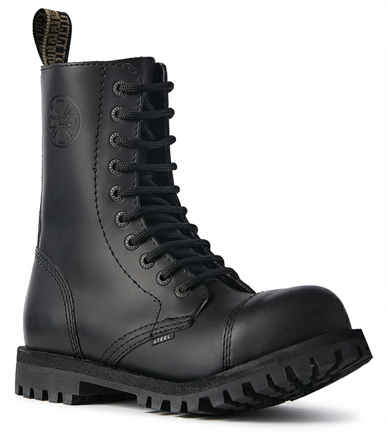 Steel Stiefel 10 Loch Schwarz BO