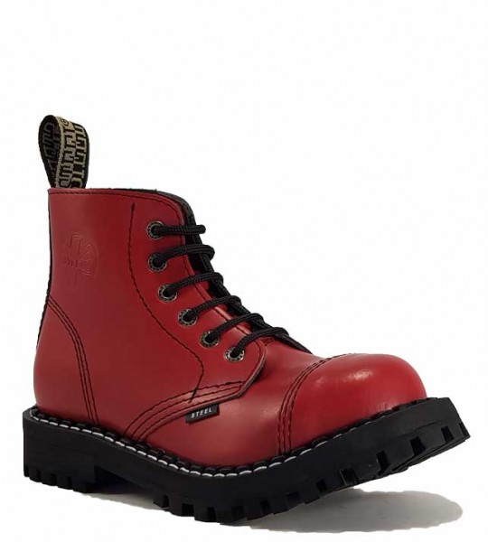 Steel Stiefel 6 Loch Rot