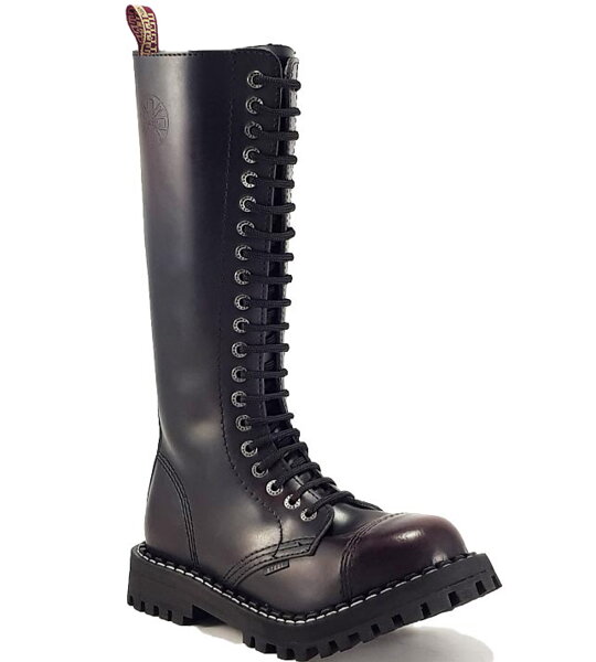 Steel Stiefel 20 Loch Burgunder Rub Off