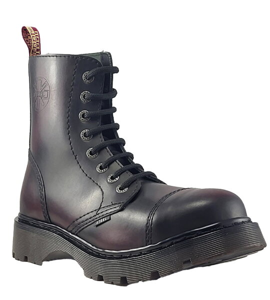 Steel Stiefel 8 Loch Burgunder Rub Off Air