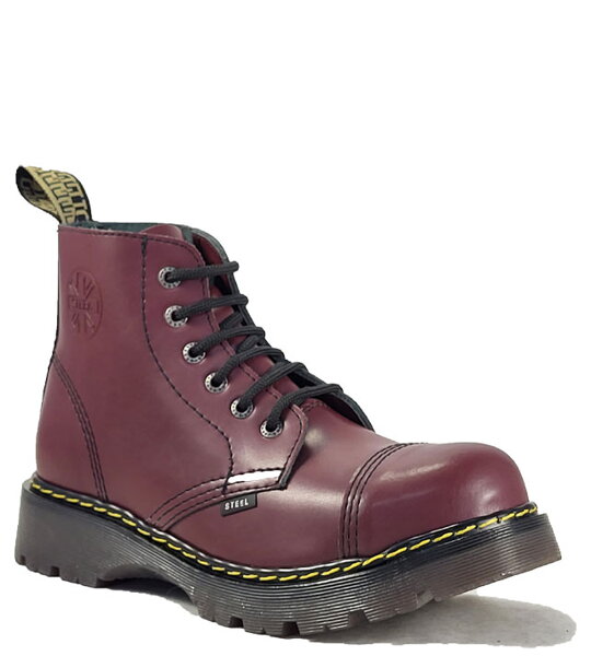 Steel Stiefel 6 Loch Burgunder Air 