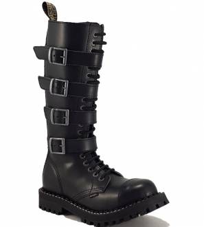 Steel Stiefel 20 Loch Schwartz Mit 4 Schnallen