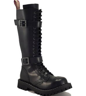 Steel Stiefel 20 Loch Schwartz Mit 2 Schnallen