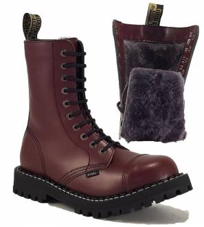 Steel Stiefel 10 Loch Burgunder Warme