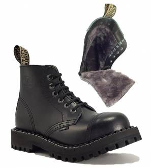 Steel Stiefel 6 Loch Schwarz Warme