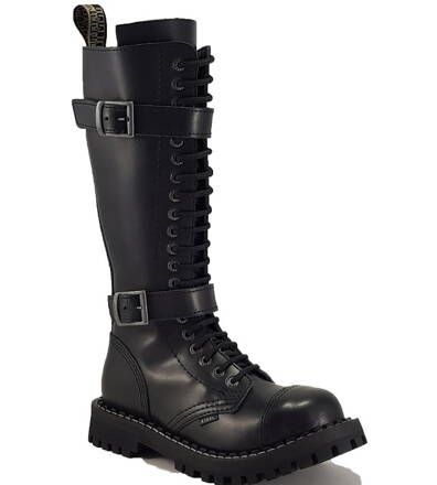 Steel Stiefel 20 Loch Schwartz Mit 2 Schnallen