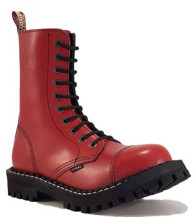 Steel Stiefel 10 Loch Rot