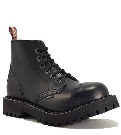 Steel Stiefel 6 Loch Schwarz